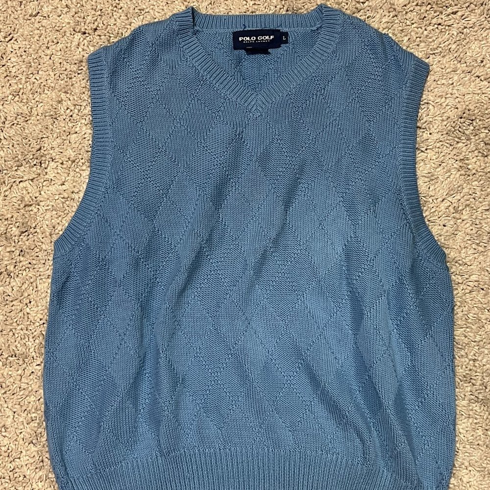 Polo Golf by Ralph Lauren Men's Heavy Blue Golf Knit Sweater Vest Size Large - Picture 1 of 5